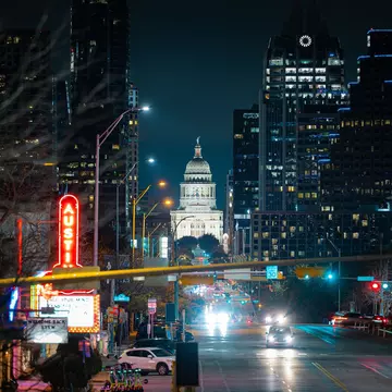AUSTIN, UNITED STATES - Mar 13, 2022: A cityscape view of the night time Downtown Austin as viewed from South Congress, License Type: media, Download Time: 2026-03-07T20:19:52.000Z, User: bhealy950, Editorial: true, purchase_order: 65050 - Digital Destinations and Articles, job: Lonely Planet Online Editorial, client: Best neighborhoods in Austin, other: Brian Healy