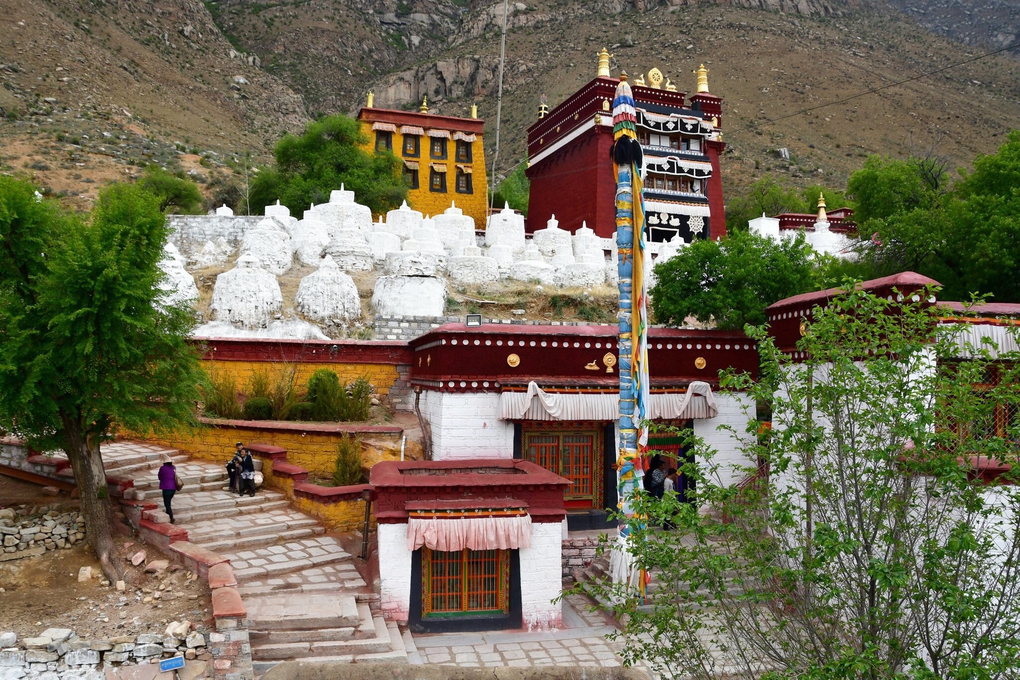 China,Tibet, Lhasa. The ancient monastery Pabongka in June, 7th century buildings