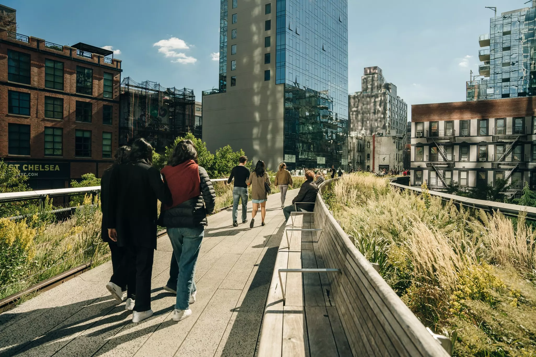 People on The High Line Park in Manhattan New York.
