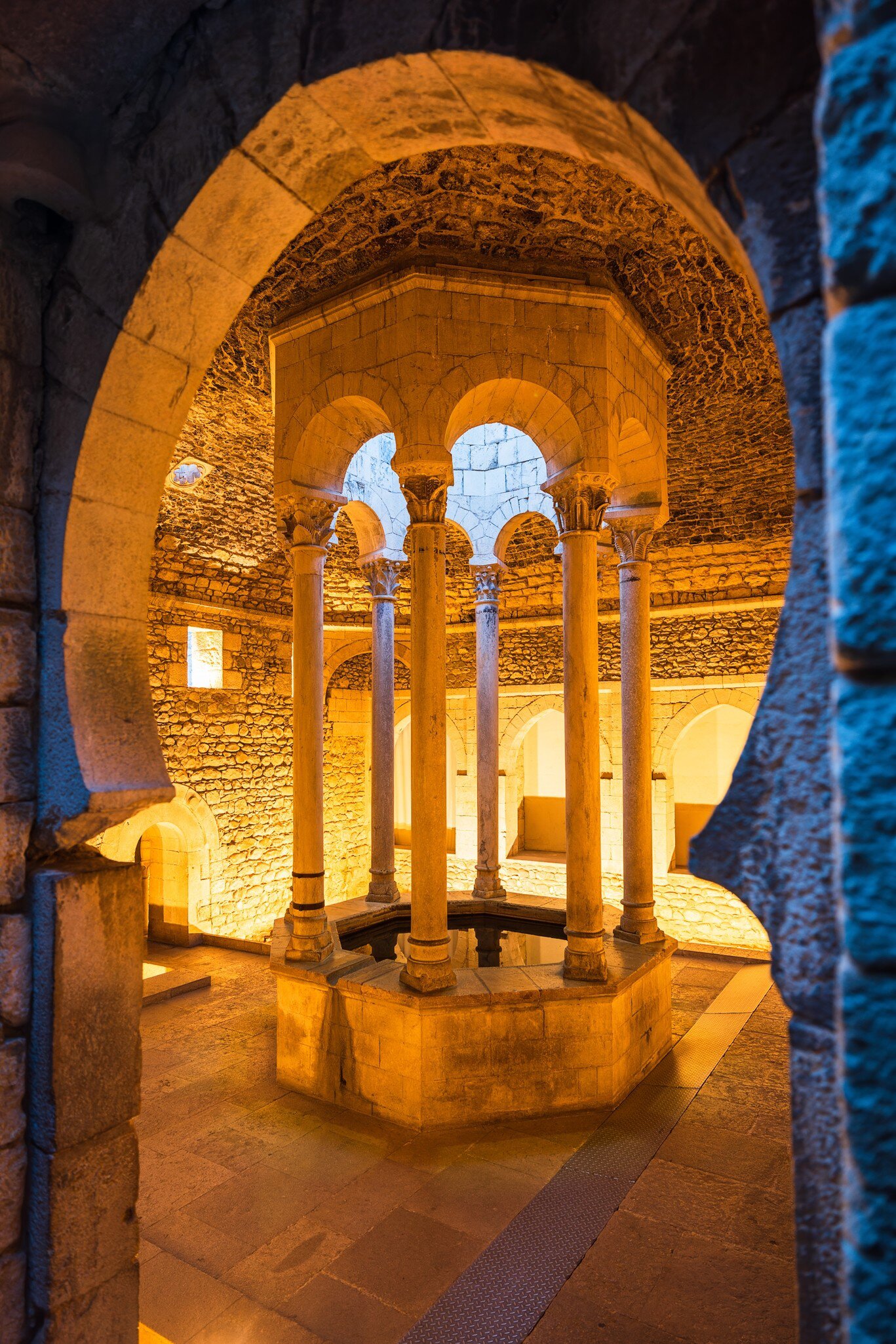 View of the changing room of the Banys Àrabs in Girona, Spain.