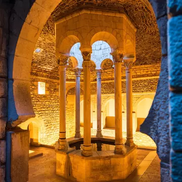 View of the changing room of the Banys Àrabs in Girona, Spain.