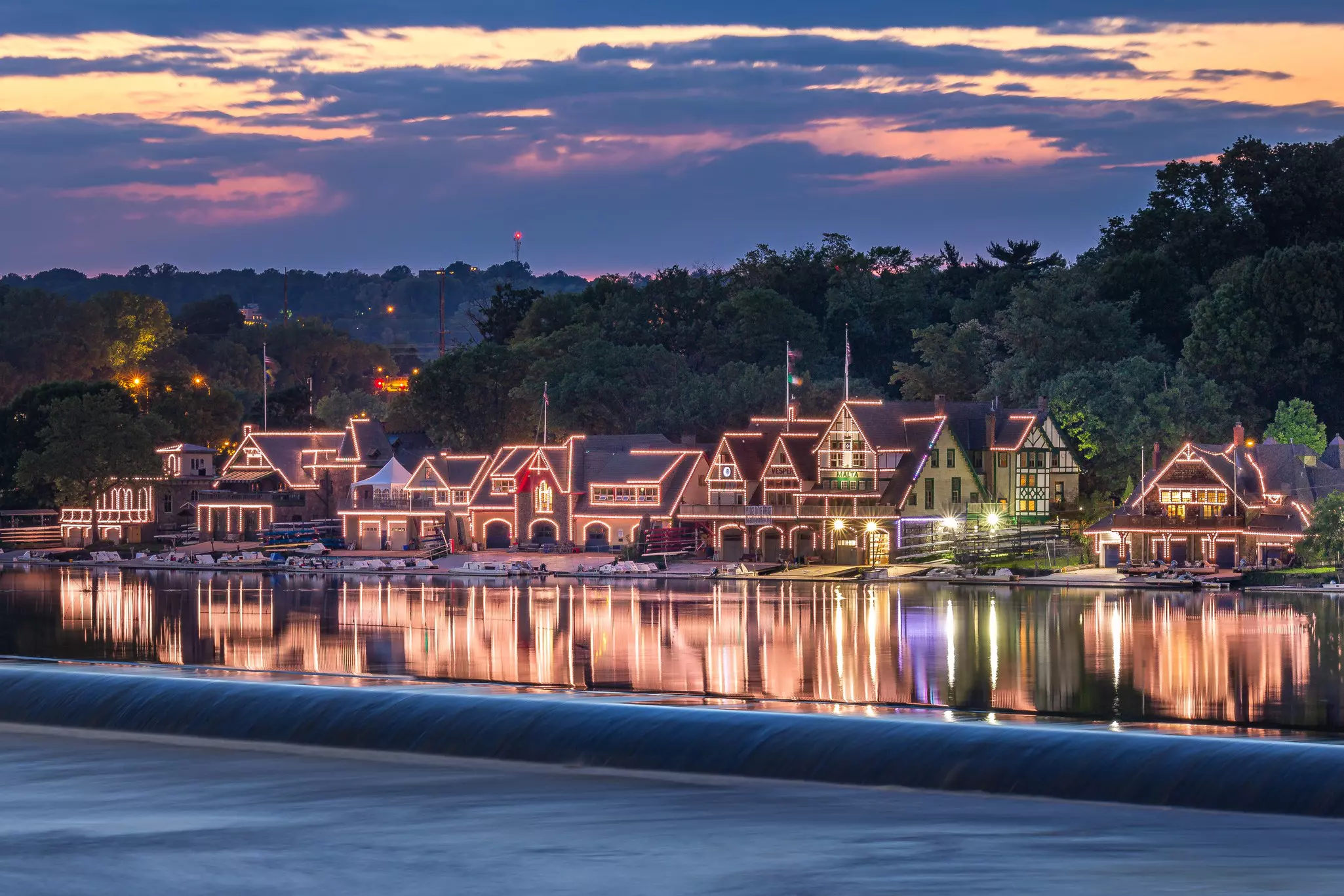 Boat House Row Philadelphia PA at Dusk