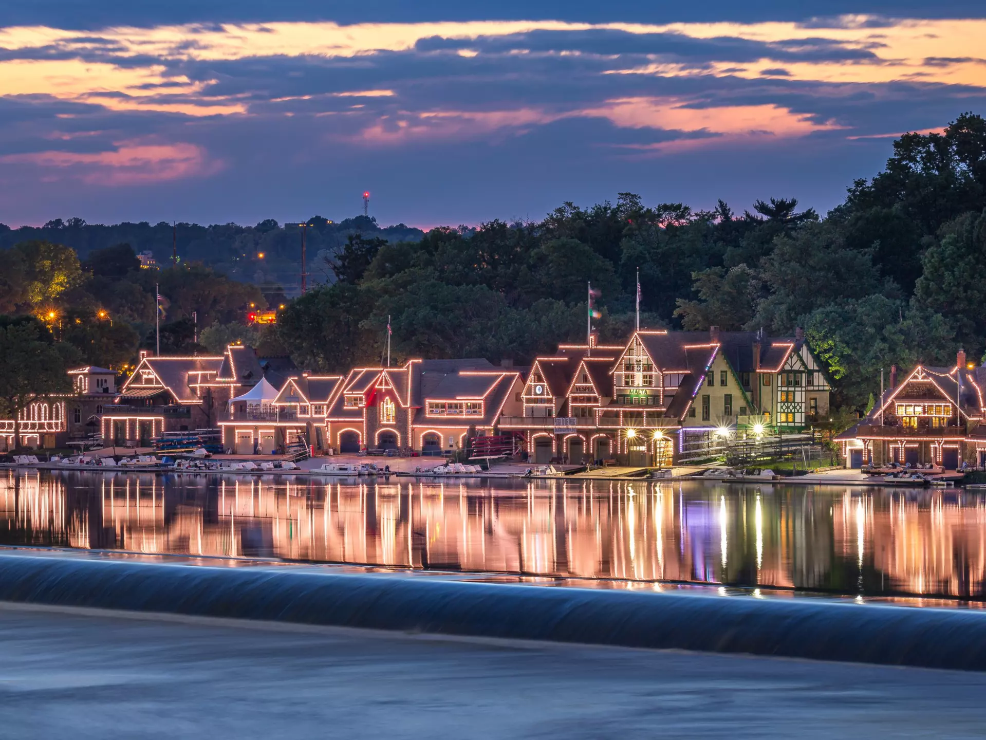Boat House Row Philadelphia PA at Dusk