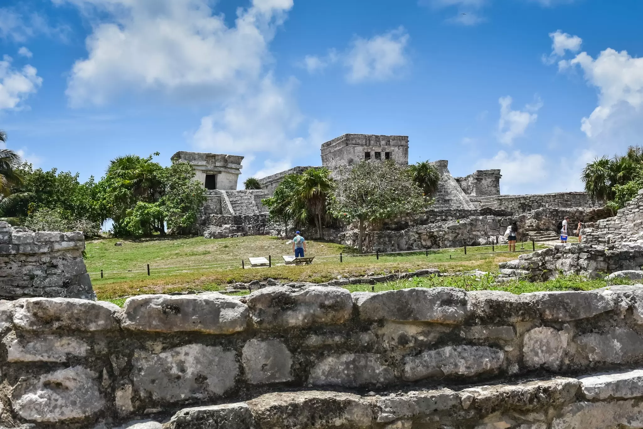View of El Castillo in the Parque del Jaguar in Mexico.