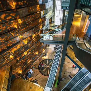 The interior of the Titanic museum in Belfast showing the various levels of it