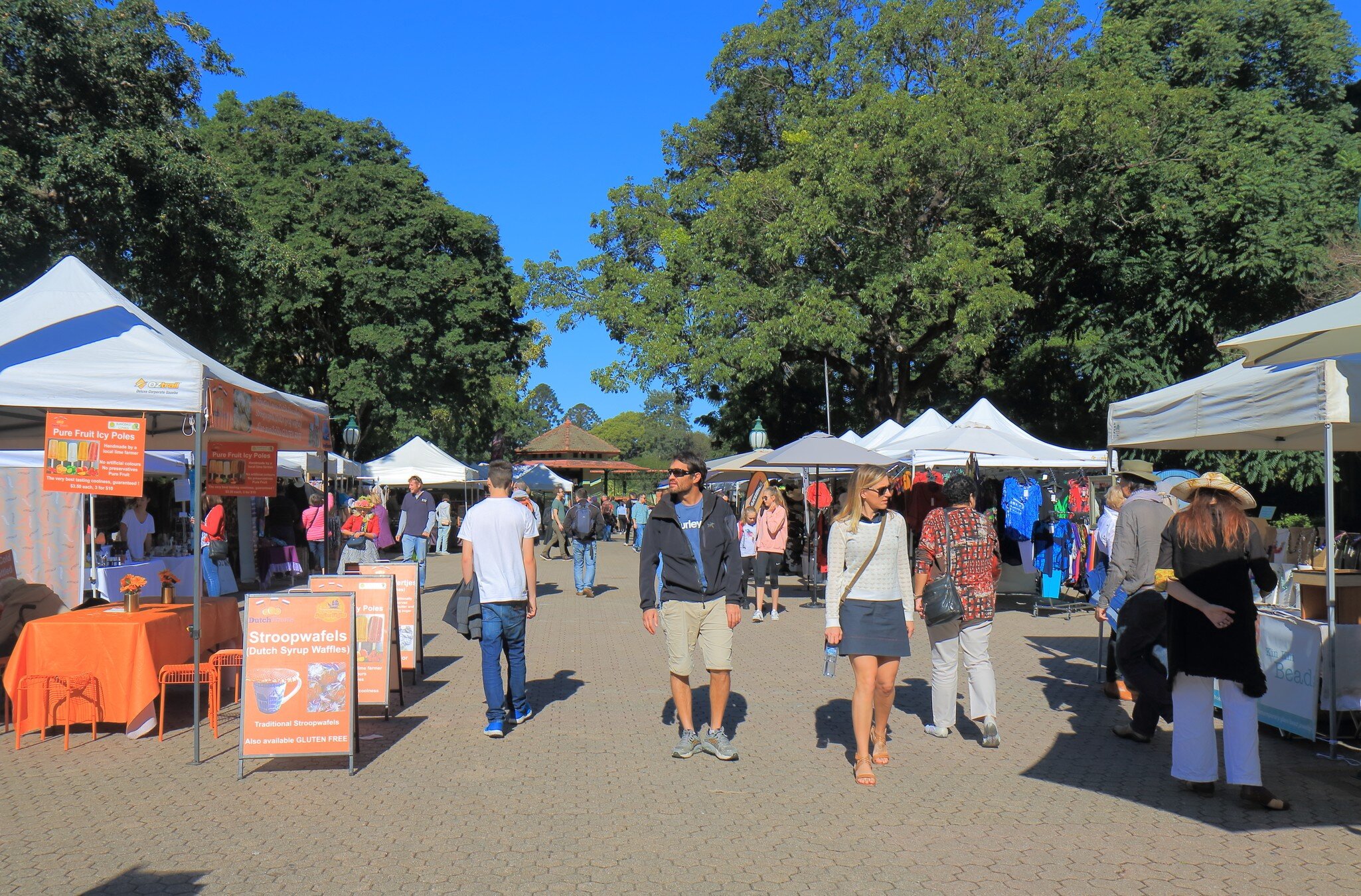 Unidentified people visit Riverside market in Brisbane. Riverside market is a weekend market held at Botanic Garden in Brisbane.