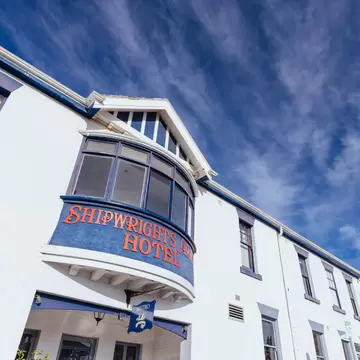 Facade of Shipwrights Arms Hotel in Battery Point which is a suburb in Hobart, Tasmania, Australia. 