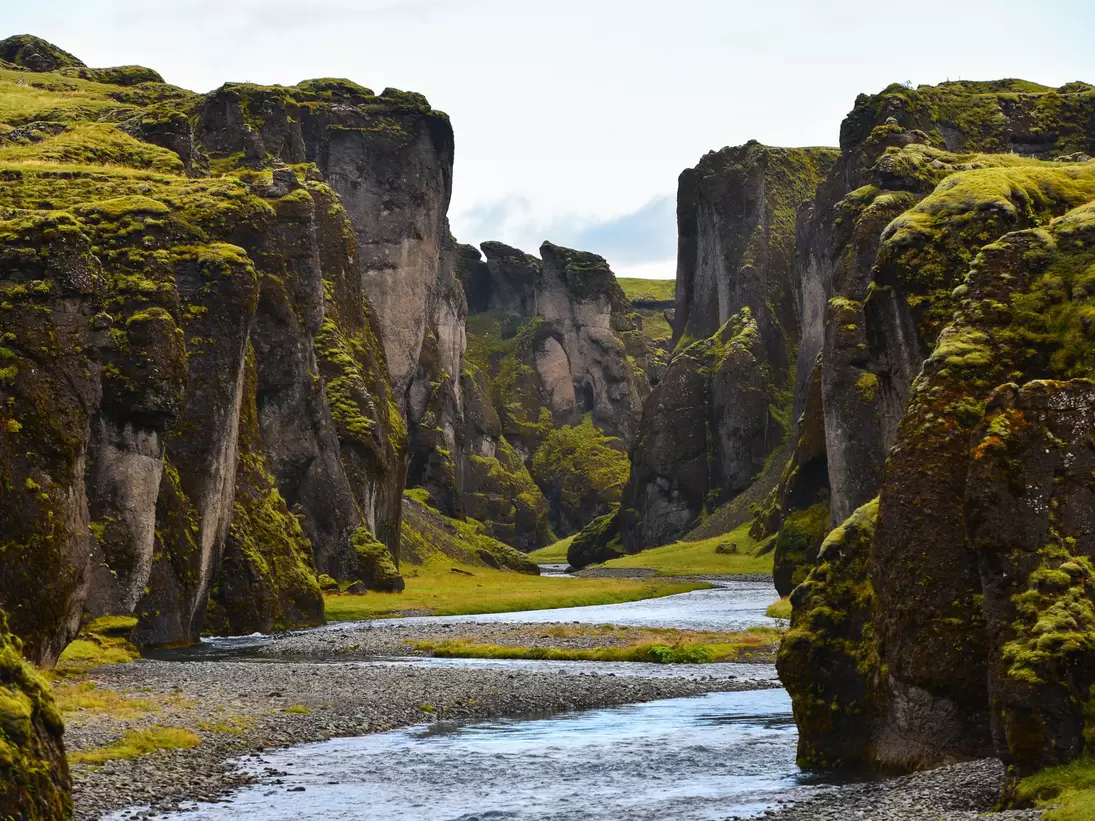 Green Fjaðrárgljúfur canyon, near Kirkjubæjarklaustur village, South Coast of Iceland, License Type: media, Download Time: 2025-02-05T17:15:33.000Z, User: rhylton_redventures, Editorial: false, purchase_order: 65030 - Newsletter, job: Lonely Planet WIP, client: Lonely Planet WIP, other: Rhianydd Hylton