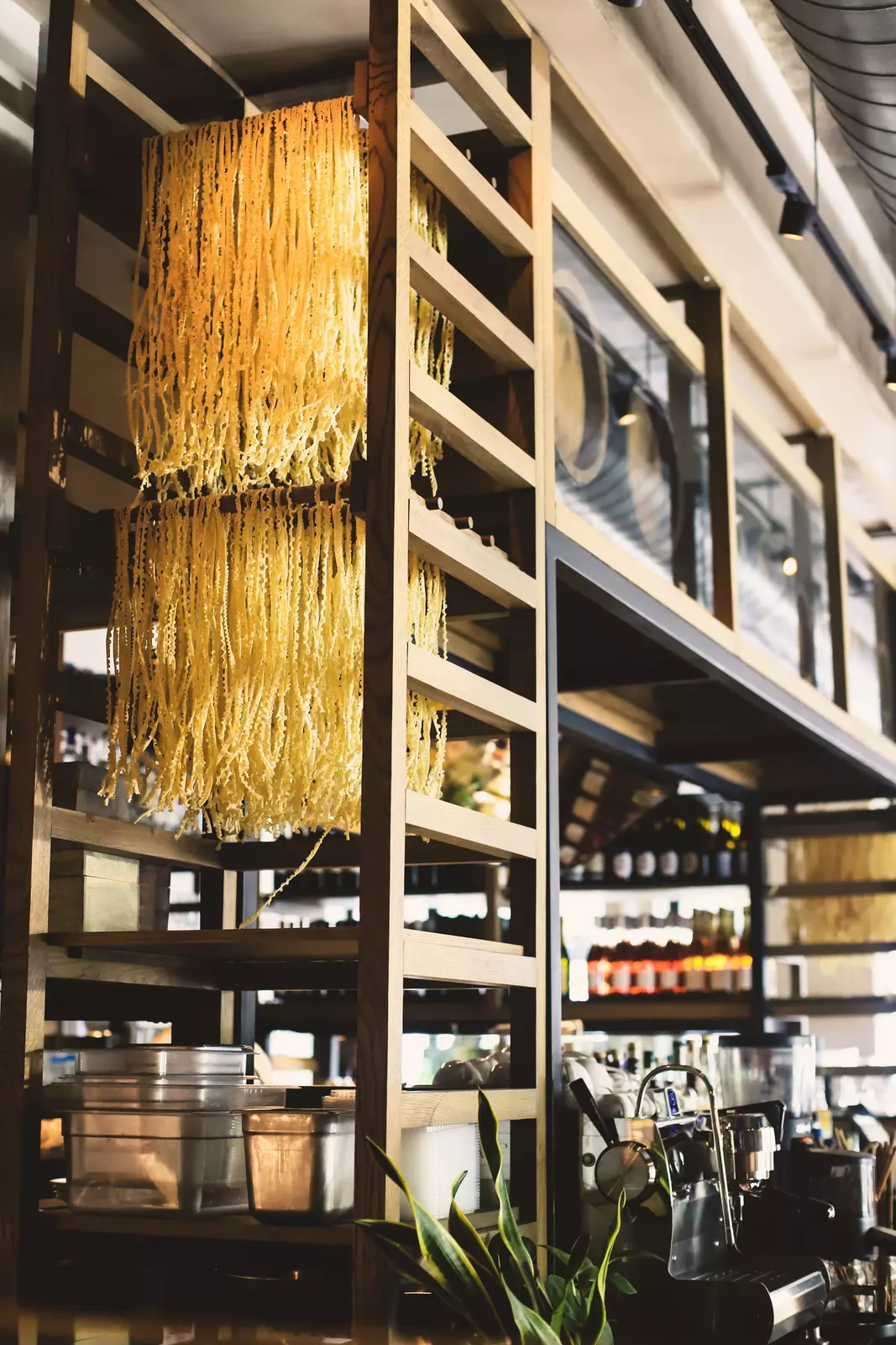 Fresh pasta drying at Monteverde in Chicago