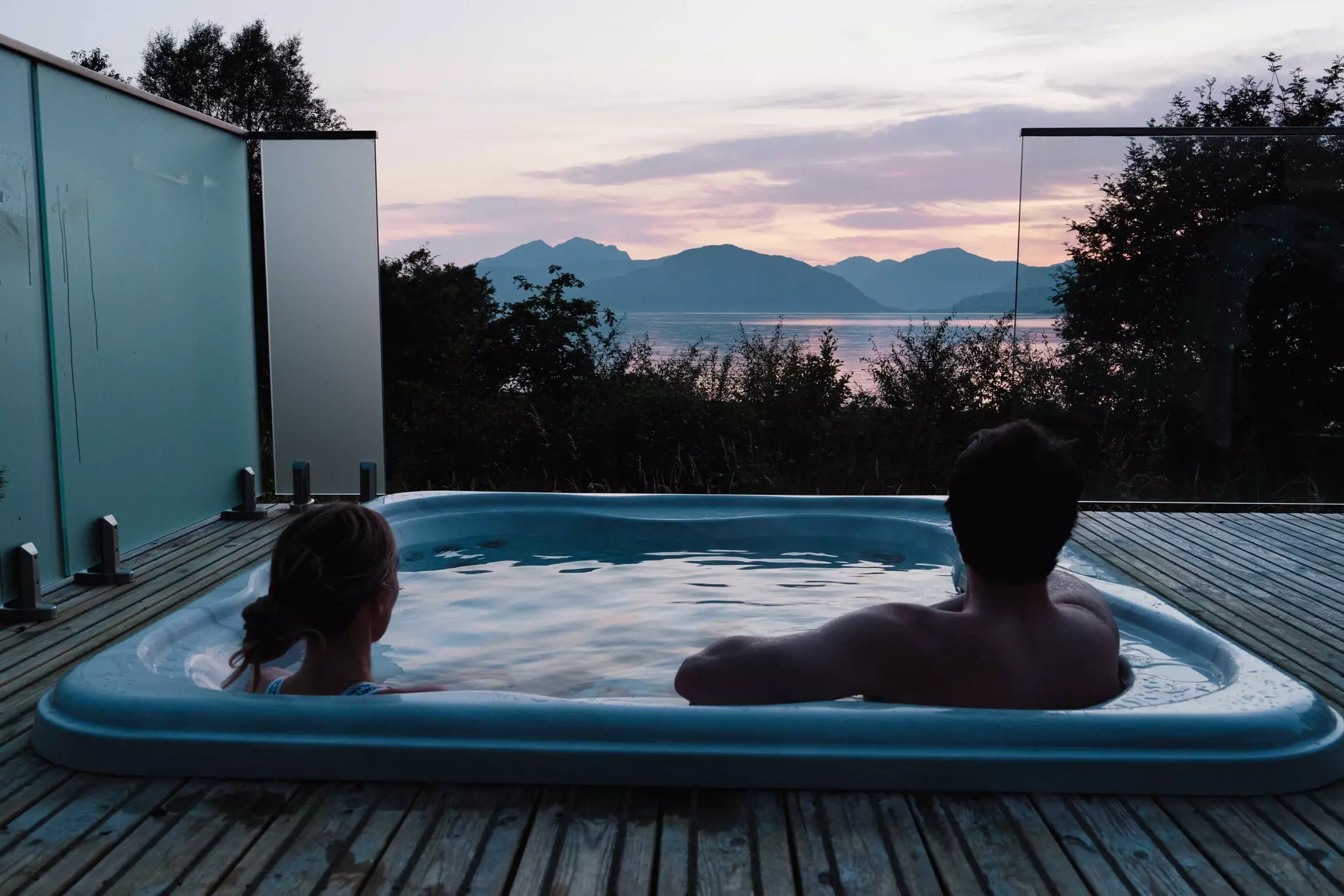 The sunset over Loch Linnhe from the private hot tub. Jack Pearce for Lonely Planet