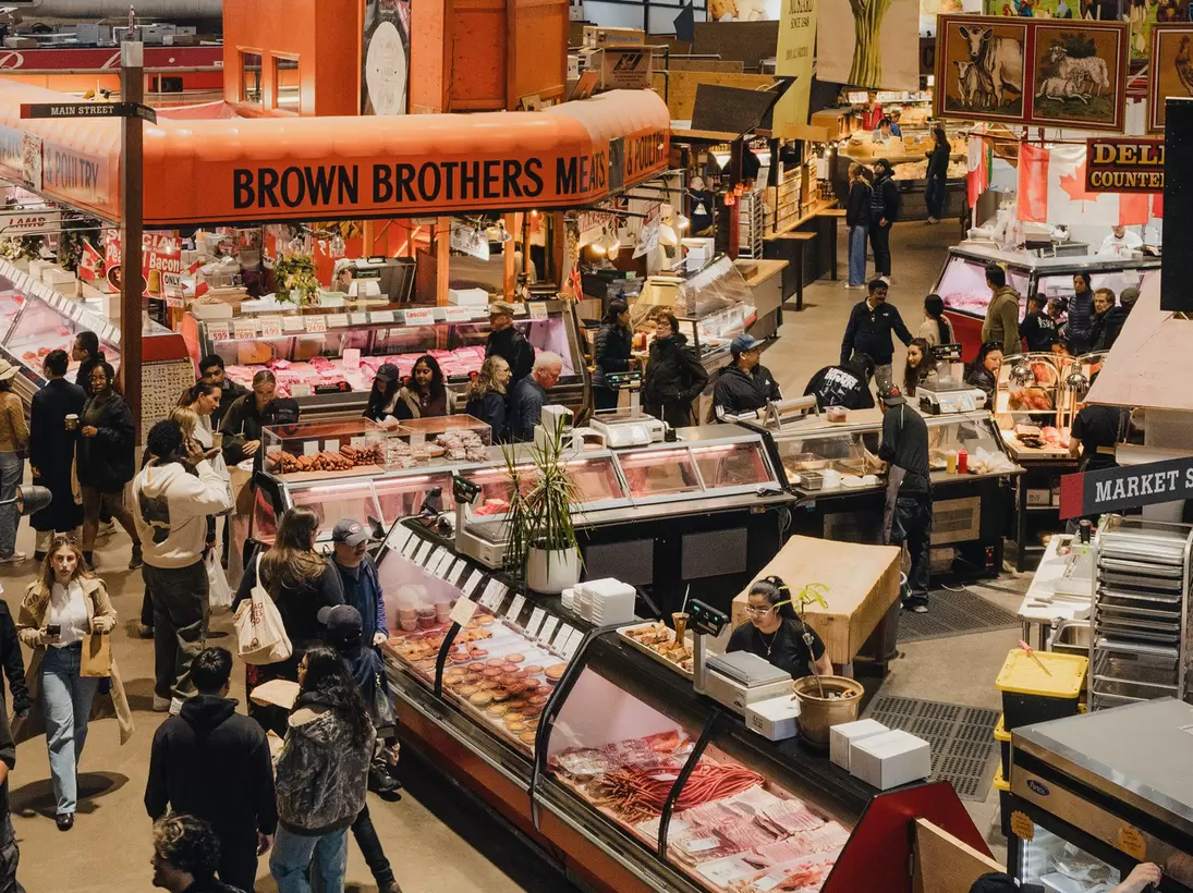 Shoppers at The St. Lawrence Market on a Sunday afternoon in Toronto, Canada.