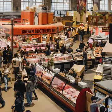 Shoppers at The St. Lawrence Market on a Sunday afternoon in Toronto, Canada.