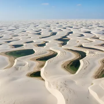 Lencois Maranhenses National Park. Dunes and rainwater lakes landscape. Barreirinhas, MA, Brazil.