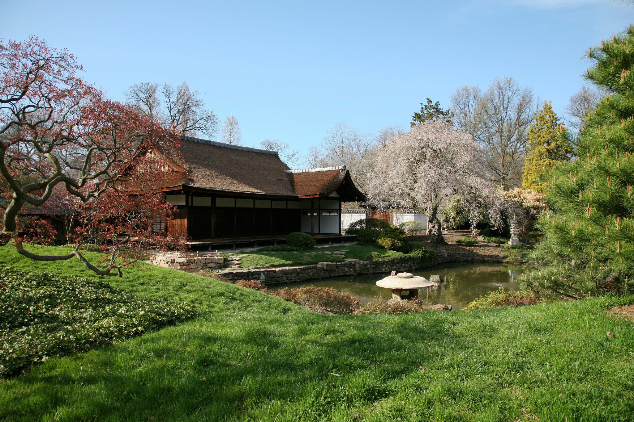 Shofuso Japanese House and Garden in spring, Philadelphia, PA, USA; Shutterstock ID 1948004596;