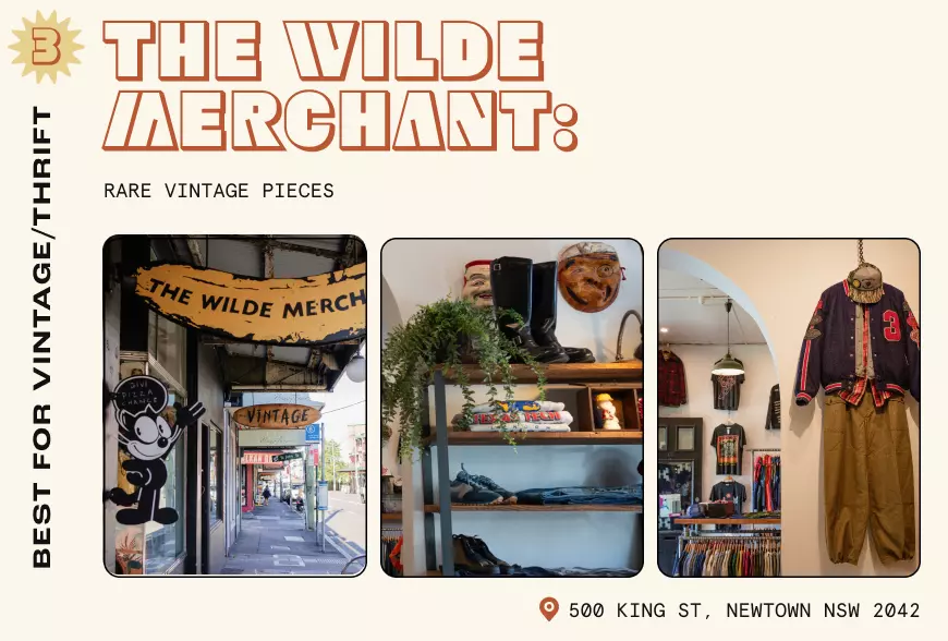 Clothes on display in a vintage store