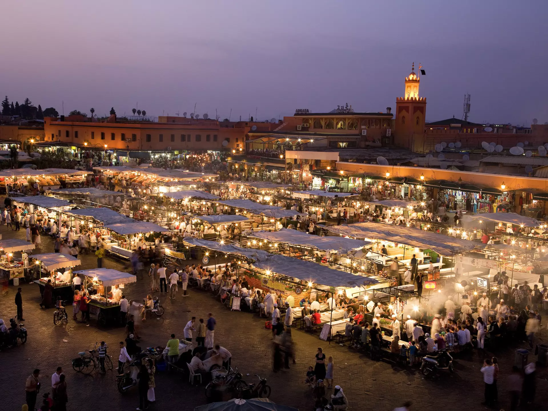 Food stalls in Djemaa El Fna, Marrakesh.