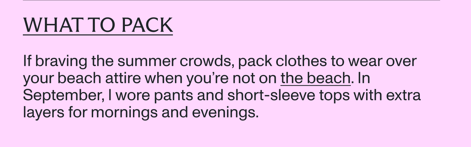 What to pack