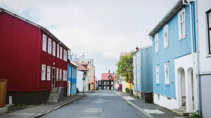 Colorful streetscape in Reykjavik