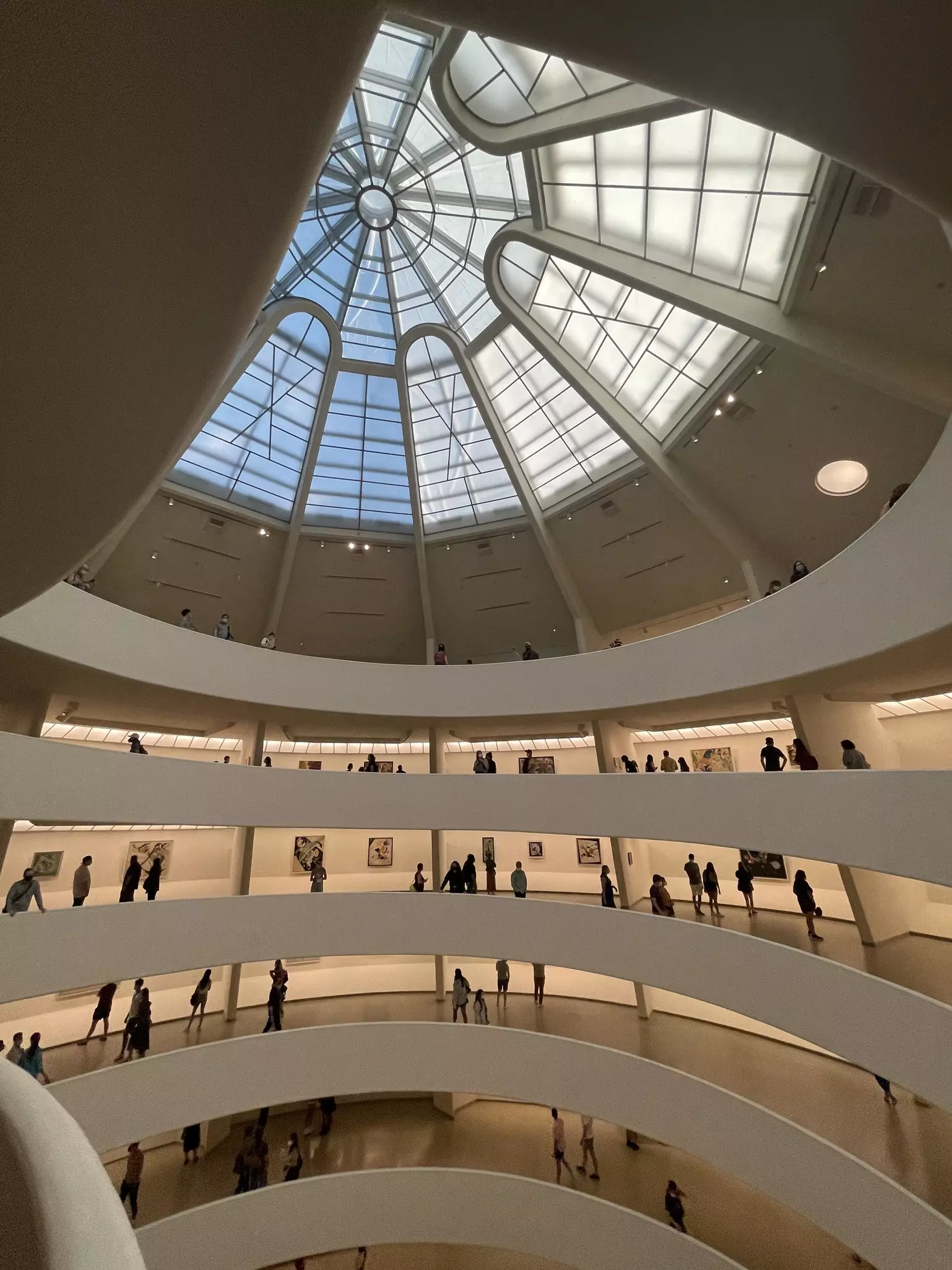 The interior walkways inside the Solomon Guggenheim Museum in the Upper East Side of Manhattan. 