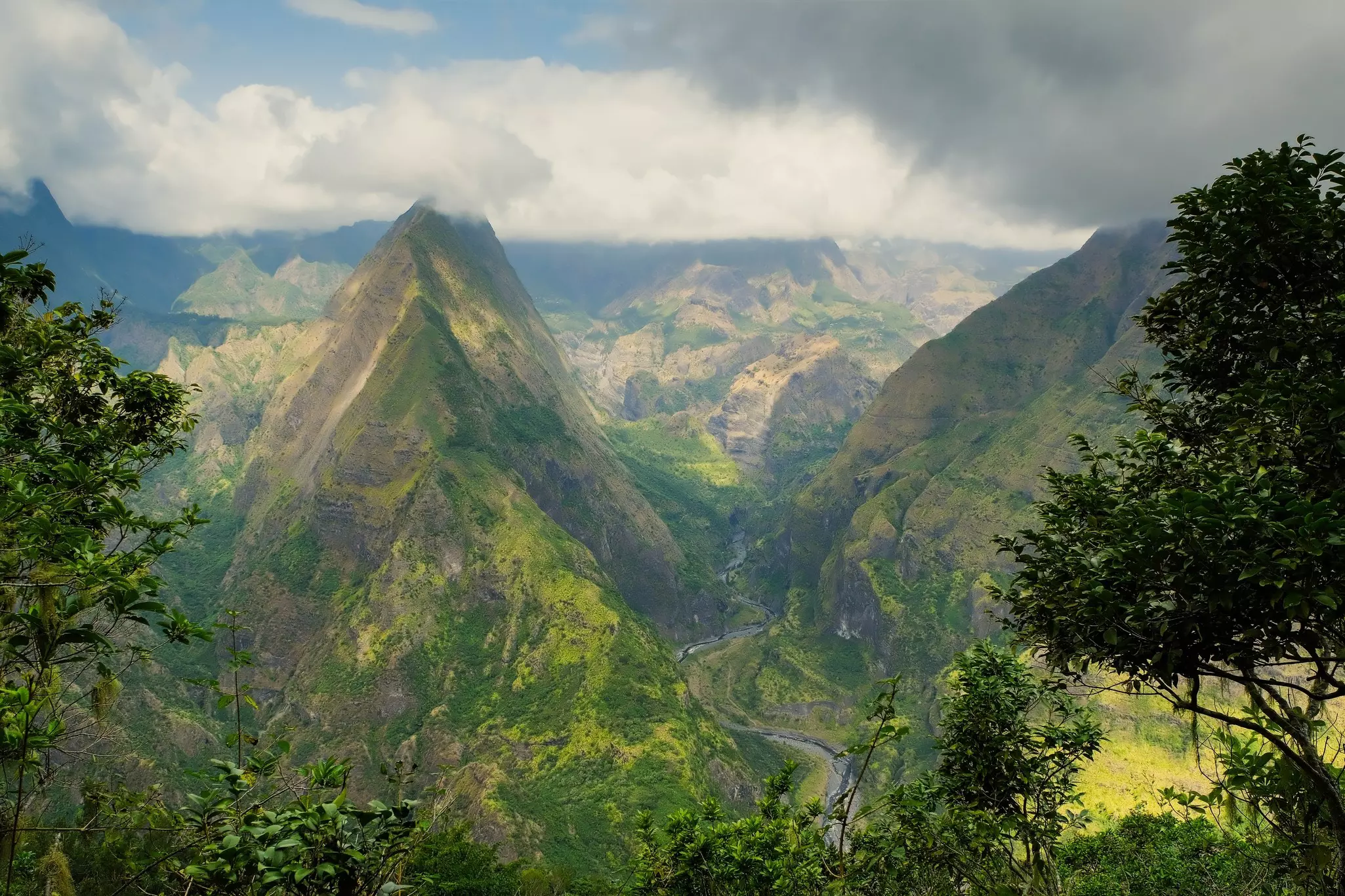 Overlooking Cirque de Mafate, La Reunion.