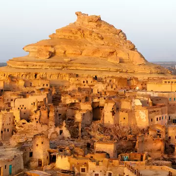 The ruins of the Shali Fortress in Siwa, Egypt.