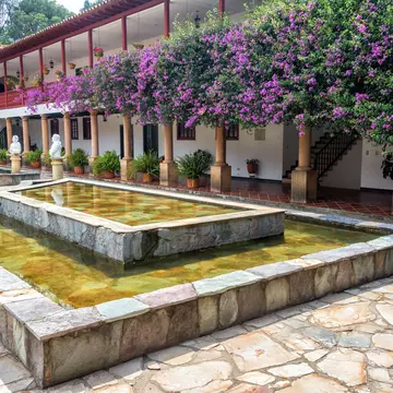 Inner courtyard of La Candelaria Monastery near the town of Raquira in Boyaca, Colombia