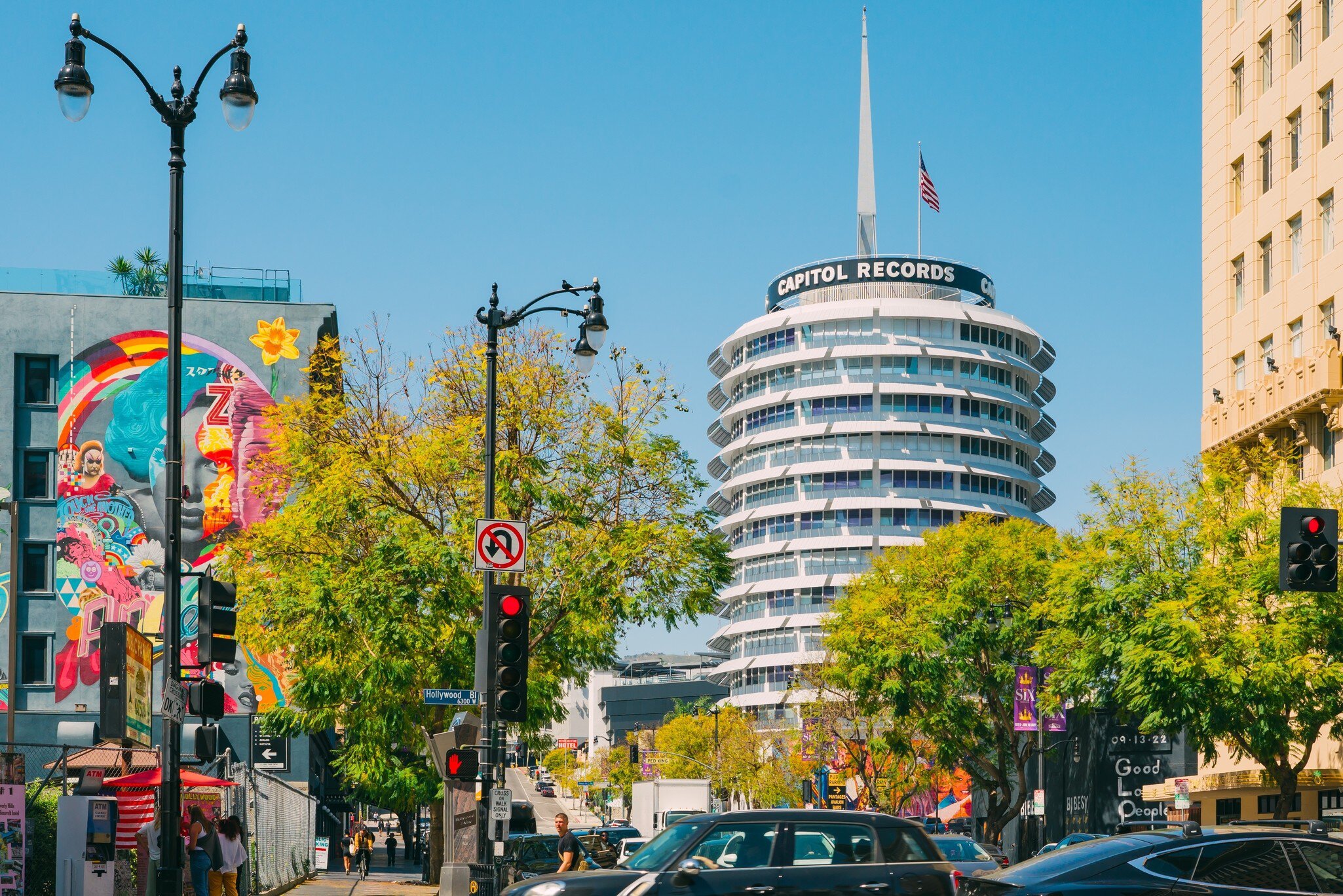 Los Angeles, California, USA - April 26, 2023. The Capitol Records Building, also known as the Capitol Records Tower, a 13-story tower building in Hollywood, Los Angeles  License Type: media  Download Time: 2023-10-05T13:36:23.000Z  User: nic.dhoedt_lonelyplanet  Is Editorial: Yes  purchase_order:   