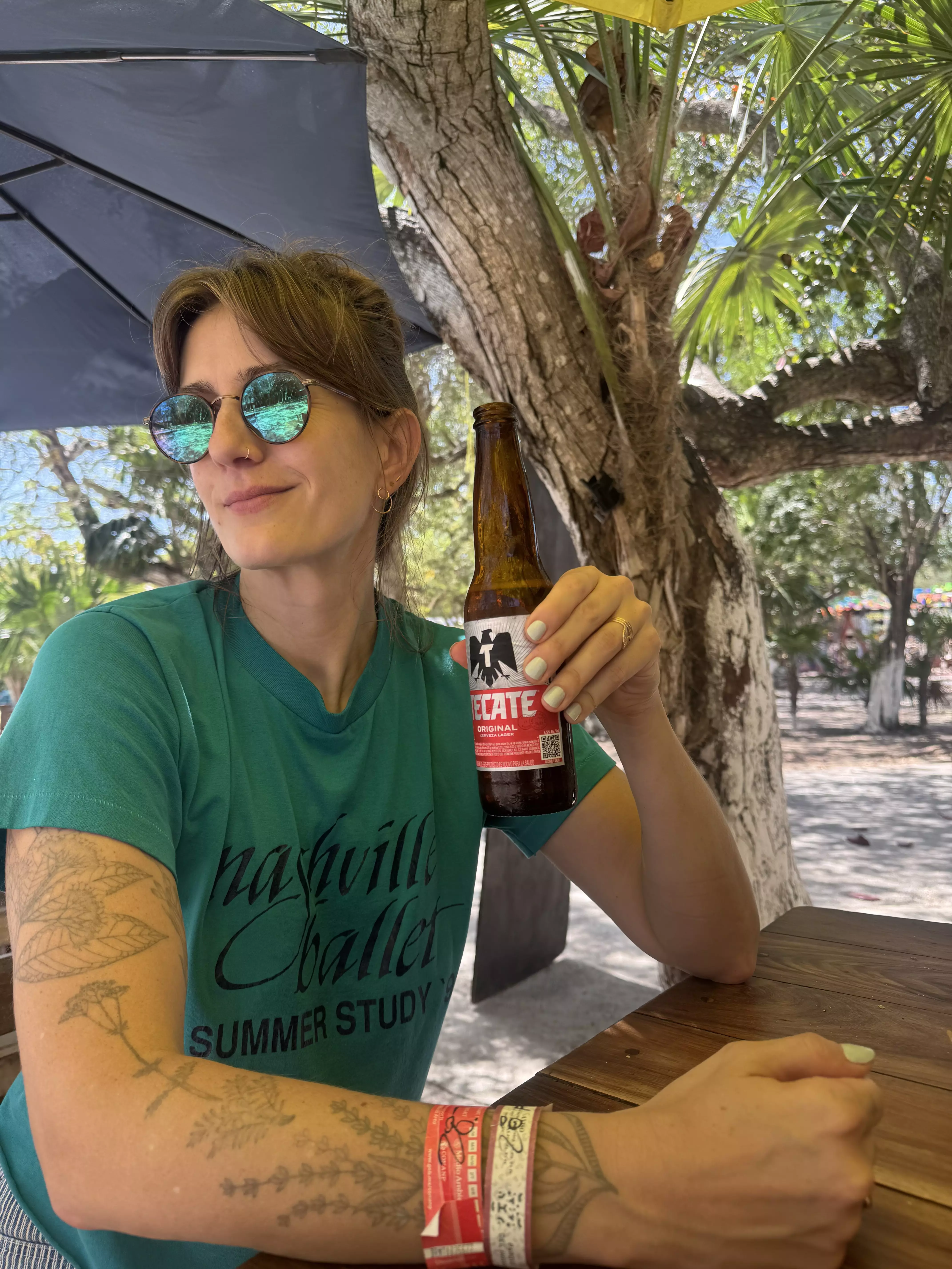 Amelia Edelman having a drink at the Lopesan, Costa Bavaro, Dominican Republic