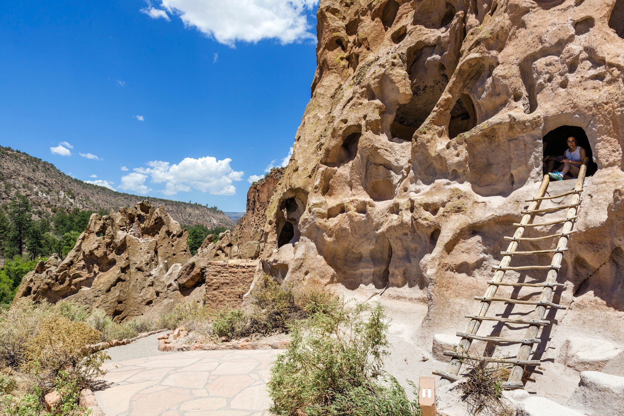 Pueblo Indian cliff dwellings at Bandelier National, Monument, near Los Alamos, New Mexico