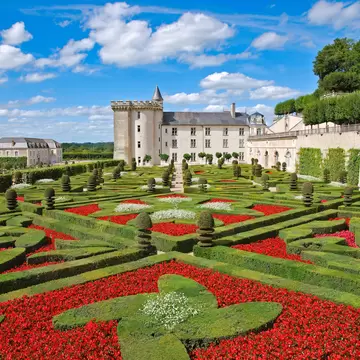 Villandry castle (Château de Villandry) and garden in Loire Valley, France.