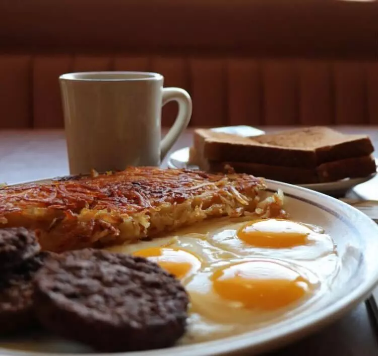 Breakfast plate and coffee at Canter's in Los Angeles