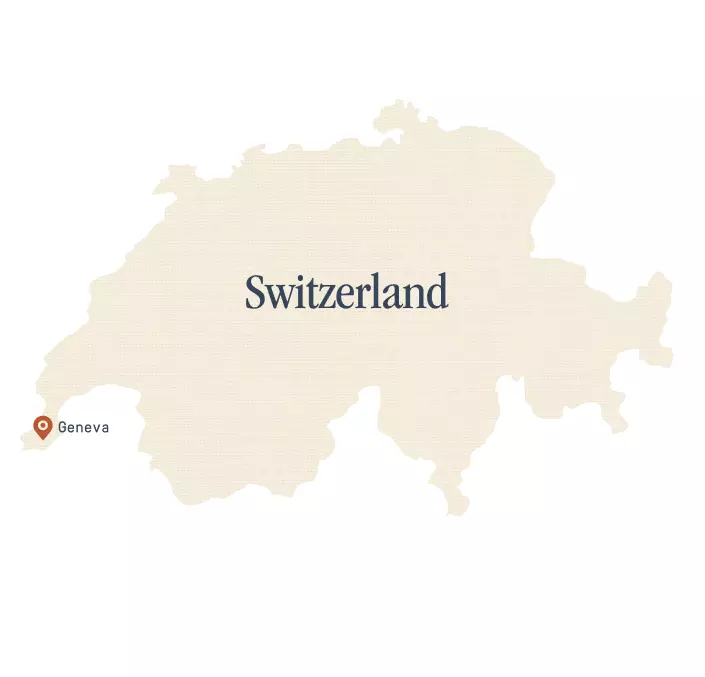Switzerland map with Geneva highlighted