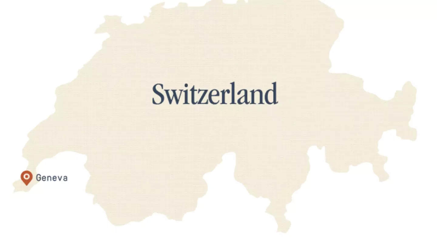 Switzerland map with Geneva highlighted