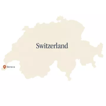 Switzerland map with Geneva highlighted