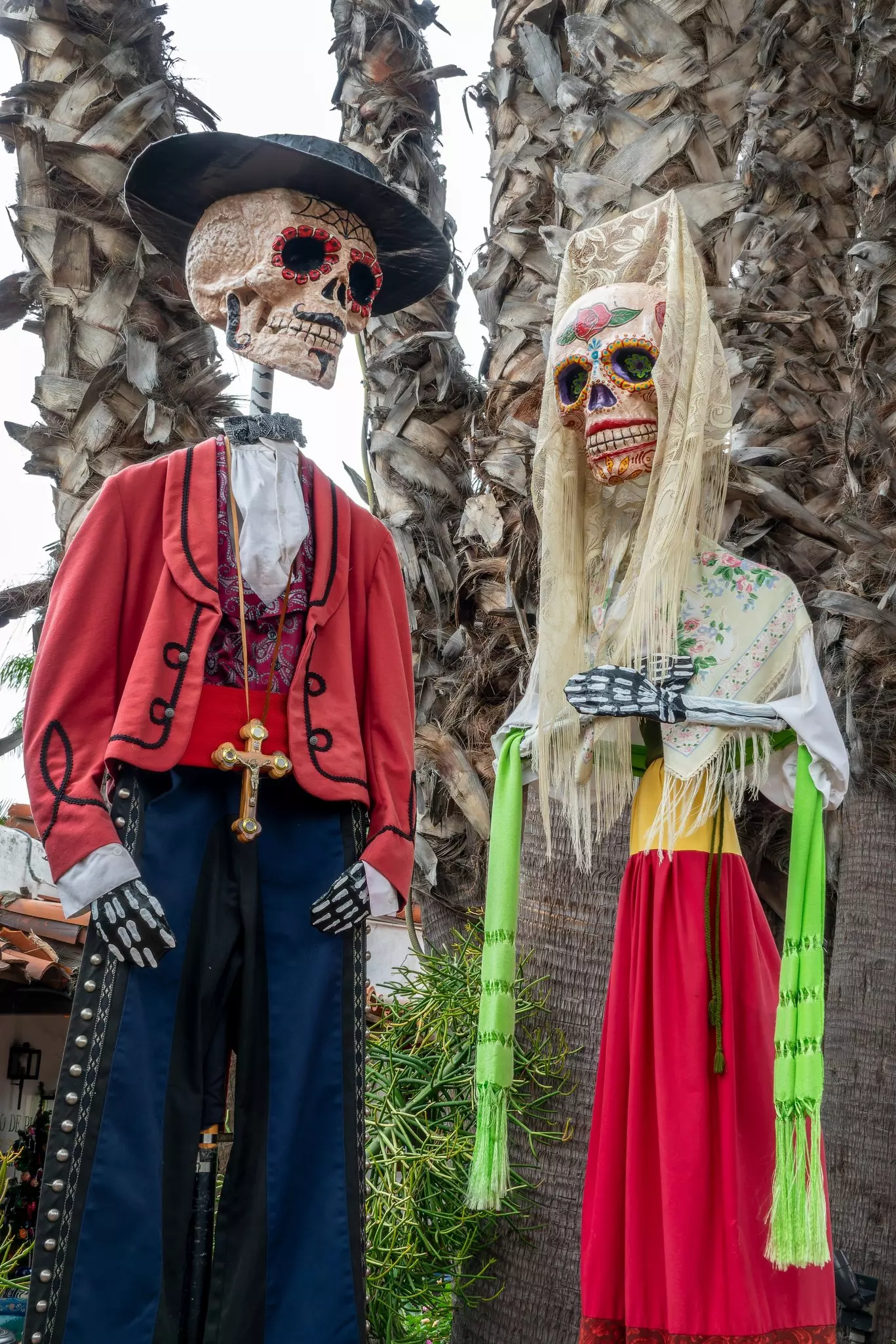 Skeleton decorations dressed in clothing