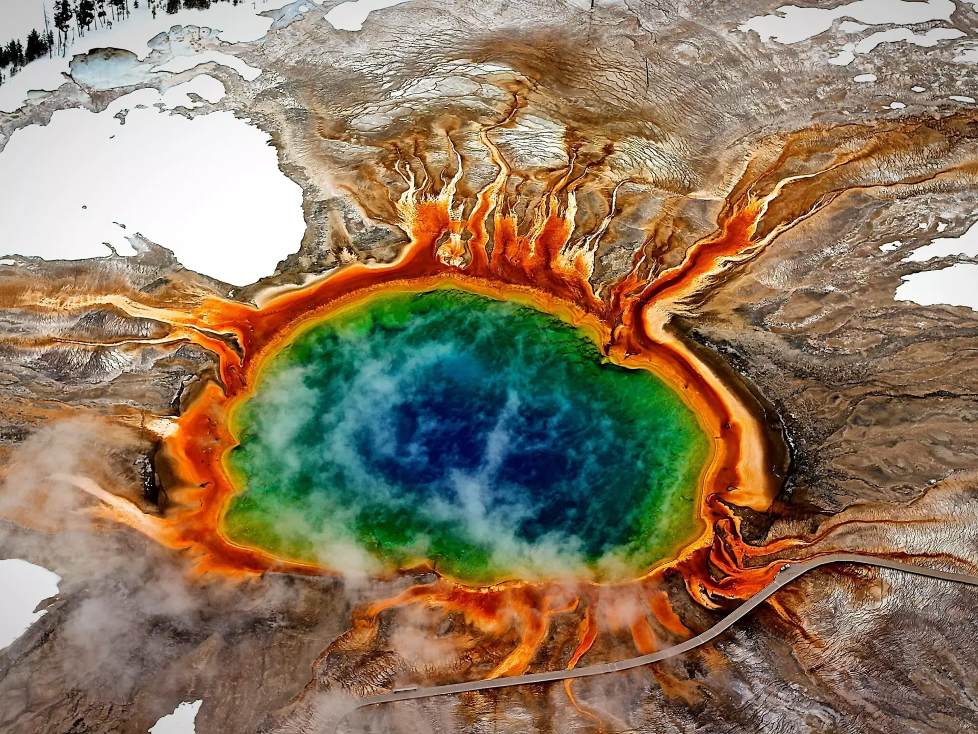 High Angle View Of Grand Prismatic Spring In Yellowstone National Park
Cold Temperature Tranquil Scene Nature Travel Destinations Horizontal Outdoors High Angle View White Color Famous Place Water Season Smoke - Physical Structure Winter Dormant Volcano Geyser Volcano Day Snow Western USA Wyoming Yellowstone National Park Scenics Geology Physical Geography Grand Prismatic Spring Color Image Hot Spring Midway Geyser Basin Thermal Pool Beauty In Nature No People Photography Non-Urban Scene Tourism Travel 2015 Tranquility