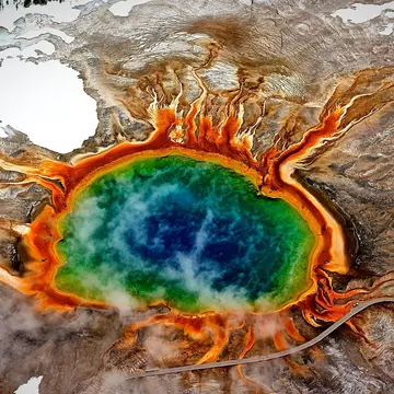 High Angle View Of Grand Prismatic Spring In Yellowstone National Park
Cold Temperature Tranquil Scene Nature Travel Destinations Horizontal Outdoors High Angle View White Color Famous Place Water Season Smoke - Physical Structure Winter Dormant Volcano Geyser Volcano Day Snow Western USA Wyoming Yellowstone National Park Scenics Geology Physical Geography Grand Prismatic Spring Color Image Hot Spring Midway Geyser Basin Thermal Pool Beauty In Nature No People Photography Non-Urban Scene Tourism Travel 2015 Tranquility