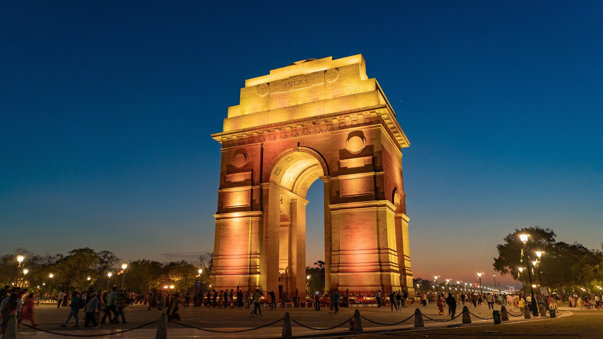 The India Gate is a war memorial located at Kartavya path, New Delhi, India.