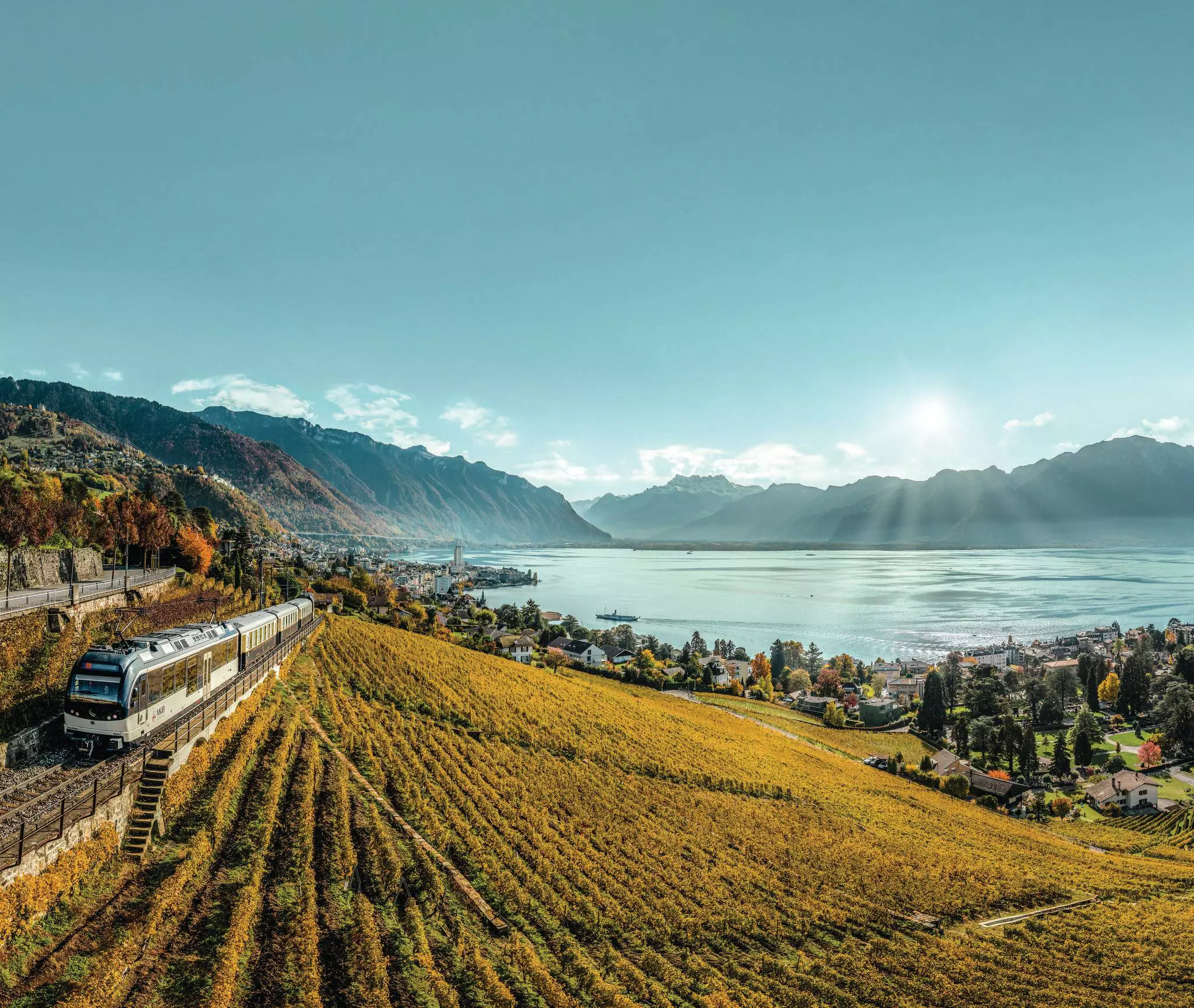 View of the old town in Montreux, Switzerland