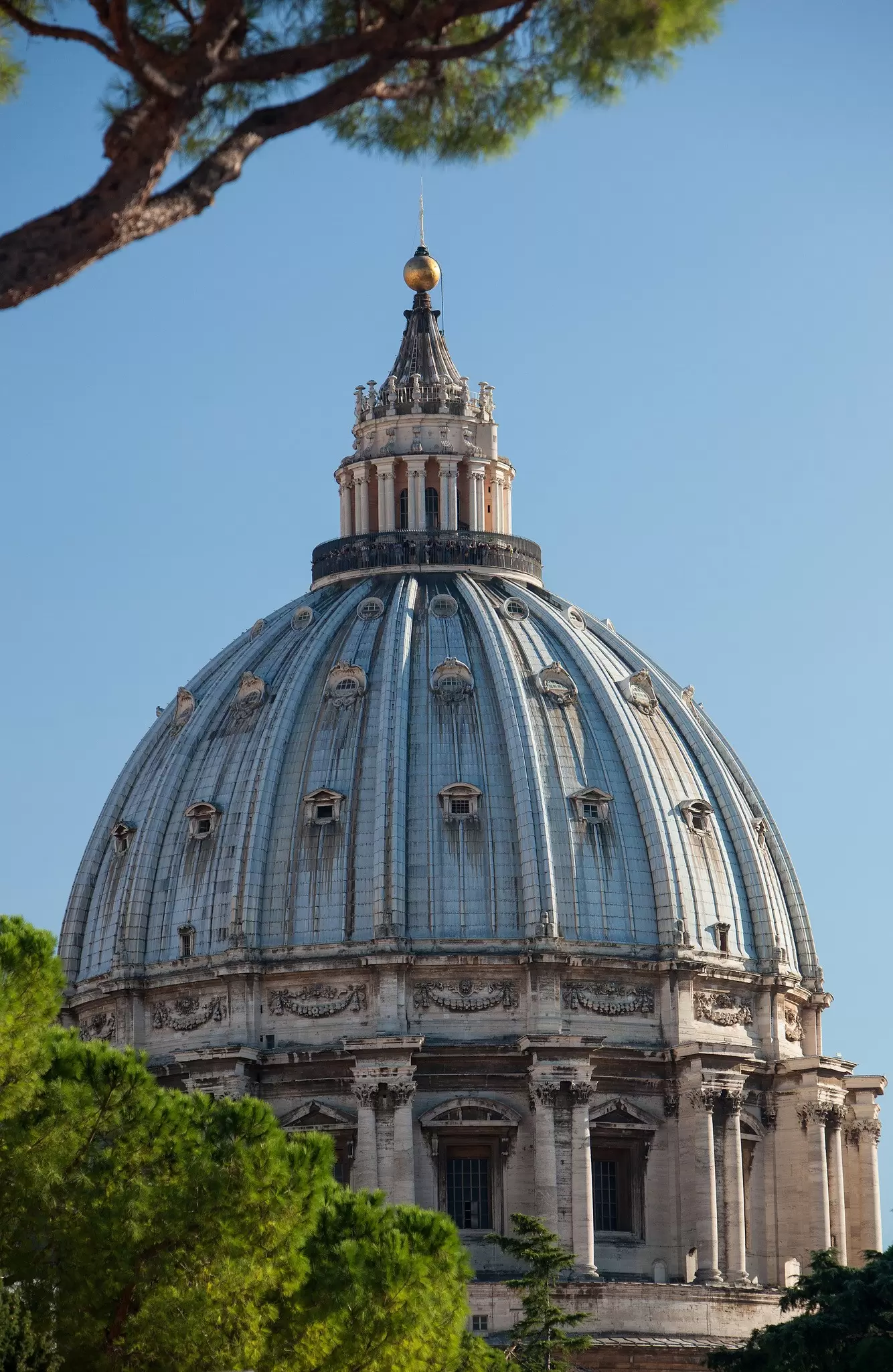 Exterior view of the dome of St. Peter's Basilica in the Vatican City in Rome, Italy.