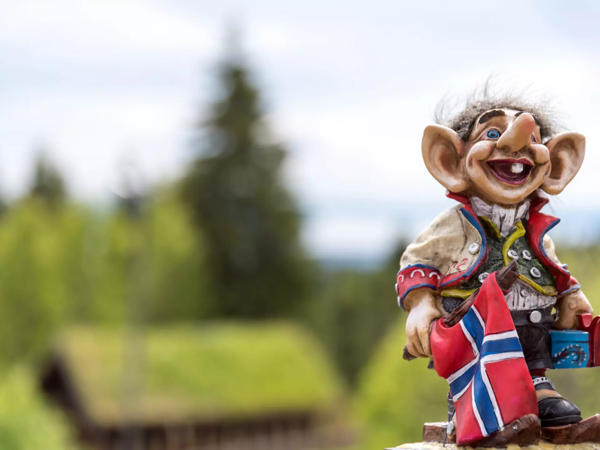 A Norwegian troll statue in the countryside of Norway