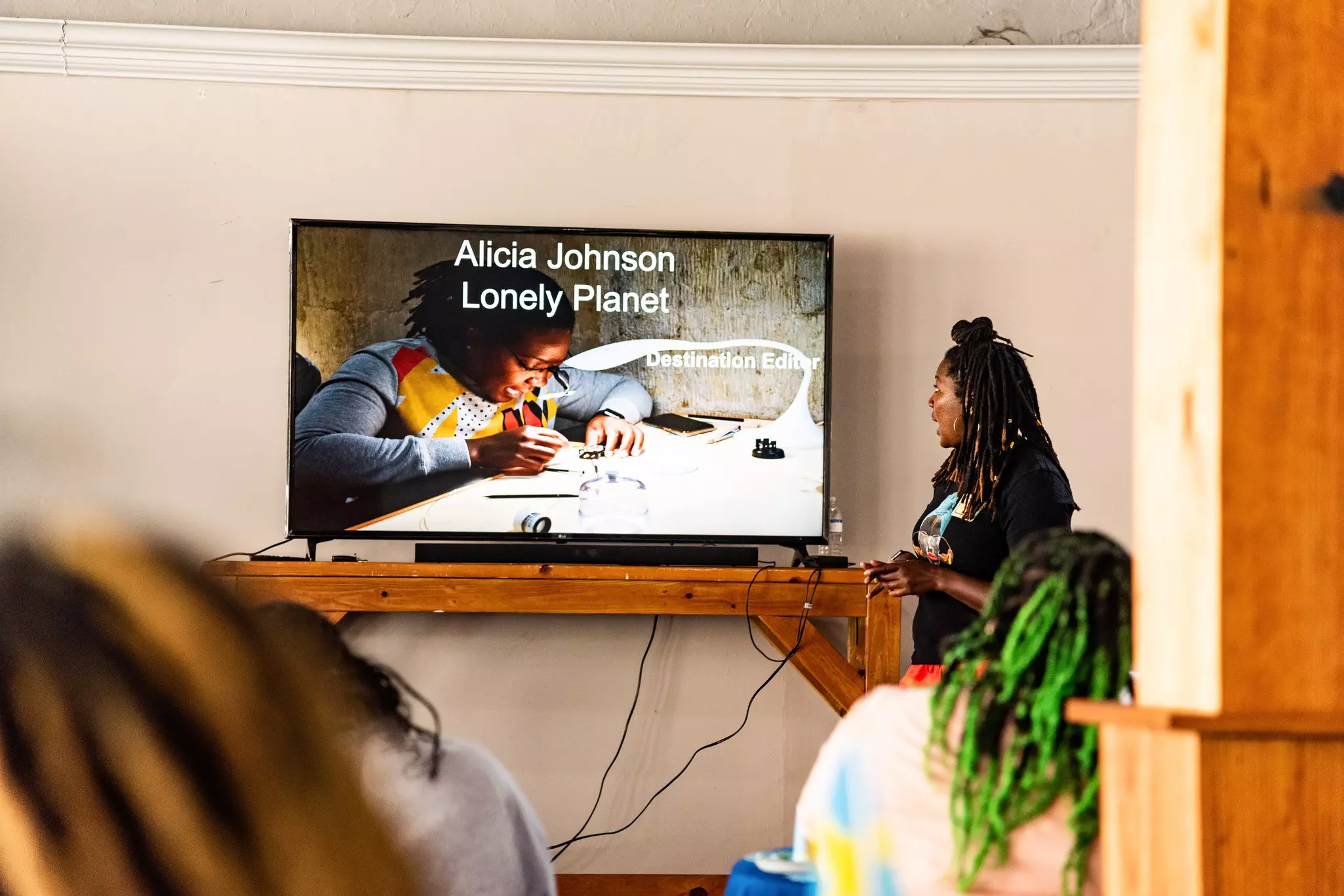 Lonely Planet editor Alicia Johnson at a beGirl.world event in Selma, Alabama on September 9, 2023 © Ireashia Bennett