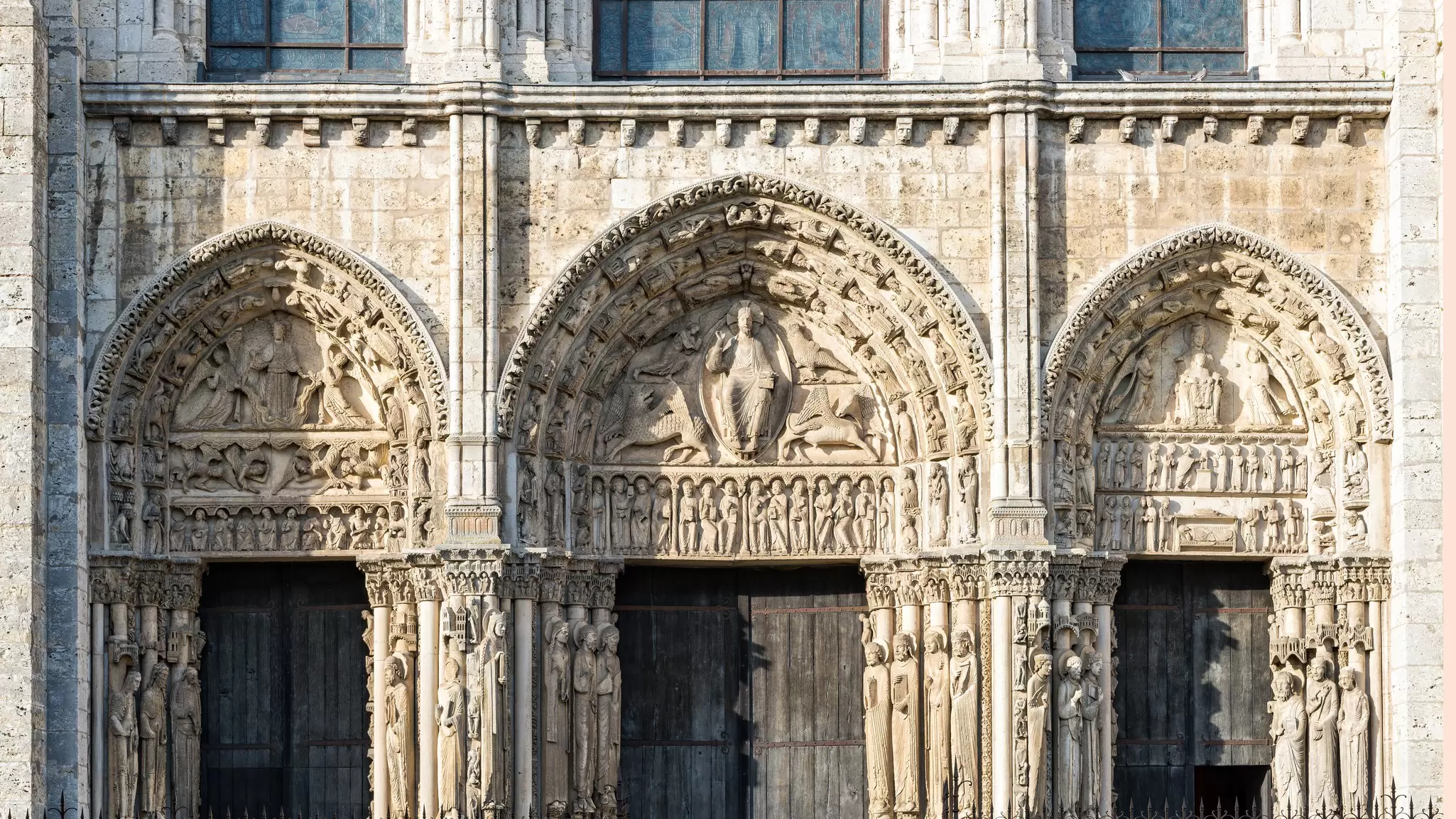West Royal portal of Cathedral of Our Lady of Chartres, Paris.