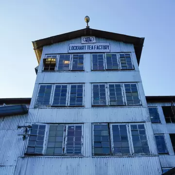 Facade of Lockhart Tea Factory building in Munnar, Kerala.