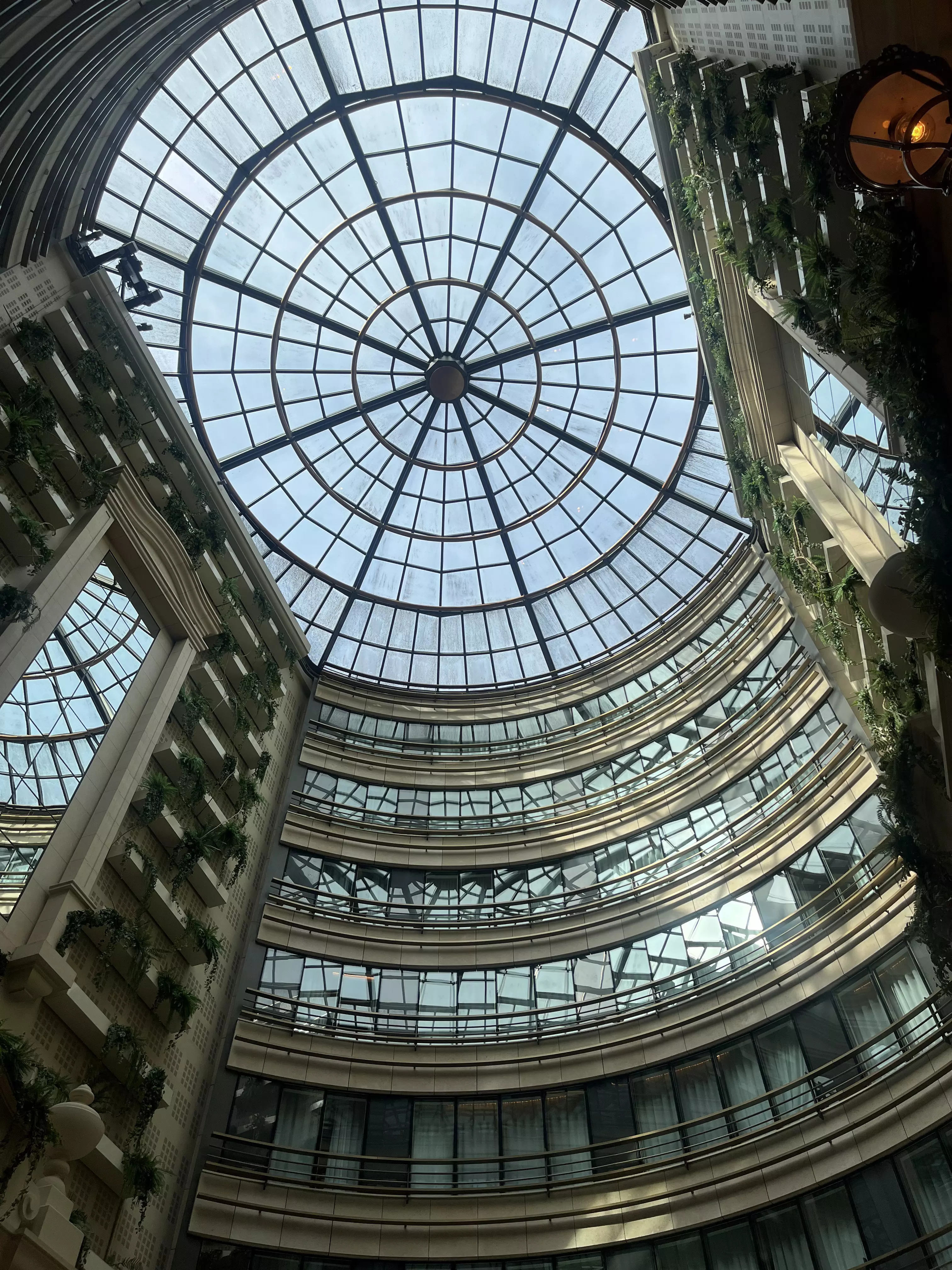 A large glass atrium with a rotunda.