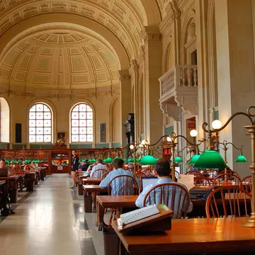 Students, workers and researchers make use of a quiet room in the Boston Public Library in Boston, Massachusetts.