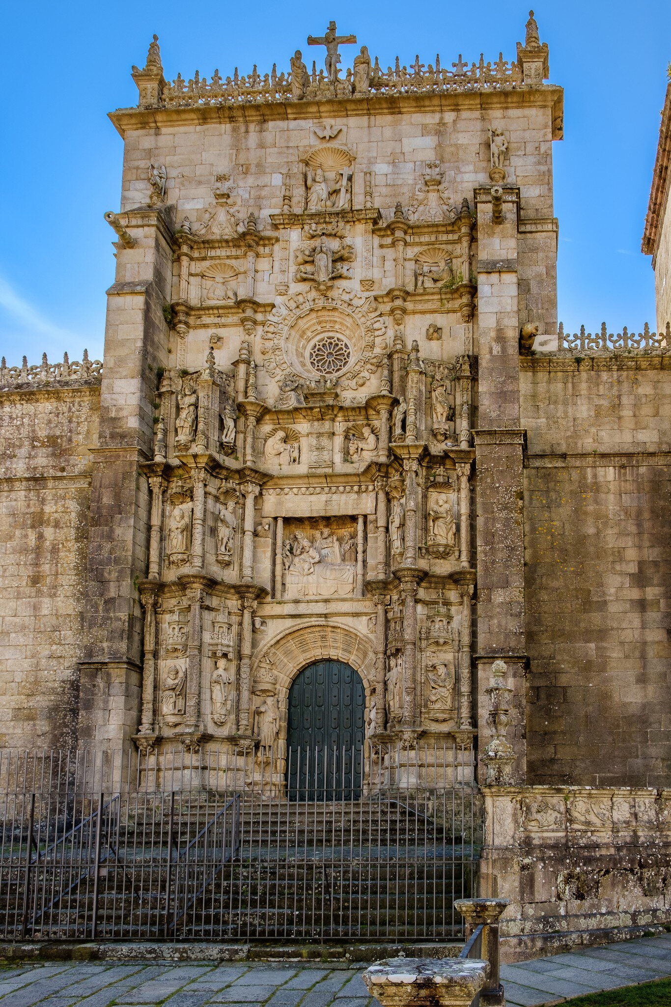Details of the facade of the Basílica de Santa María in Pontevedra, Spain.