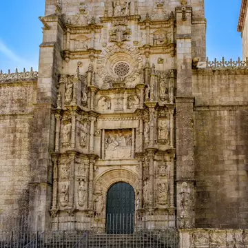 Details of the facade of the Basílica de Santa María in Pontevedra, Spain.