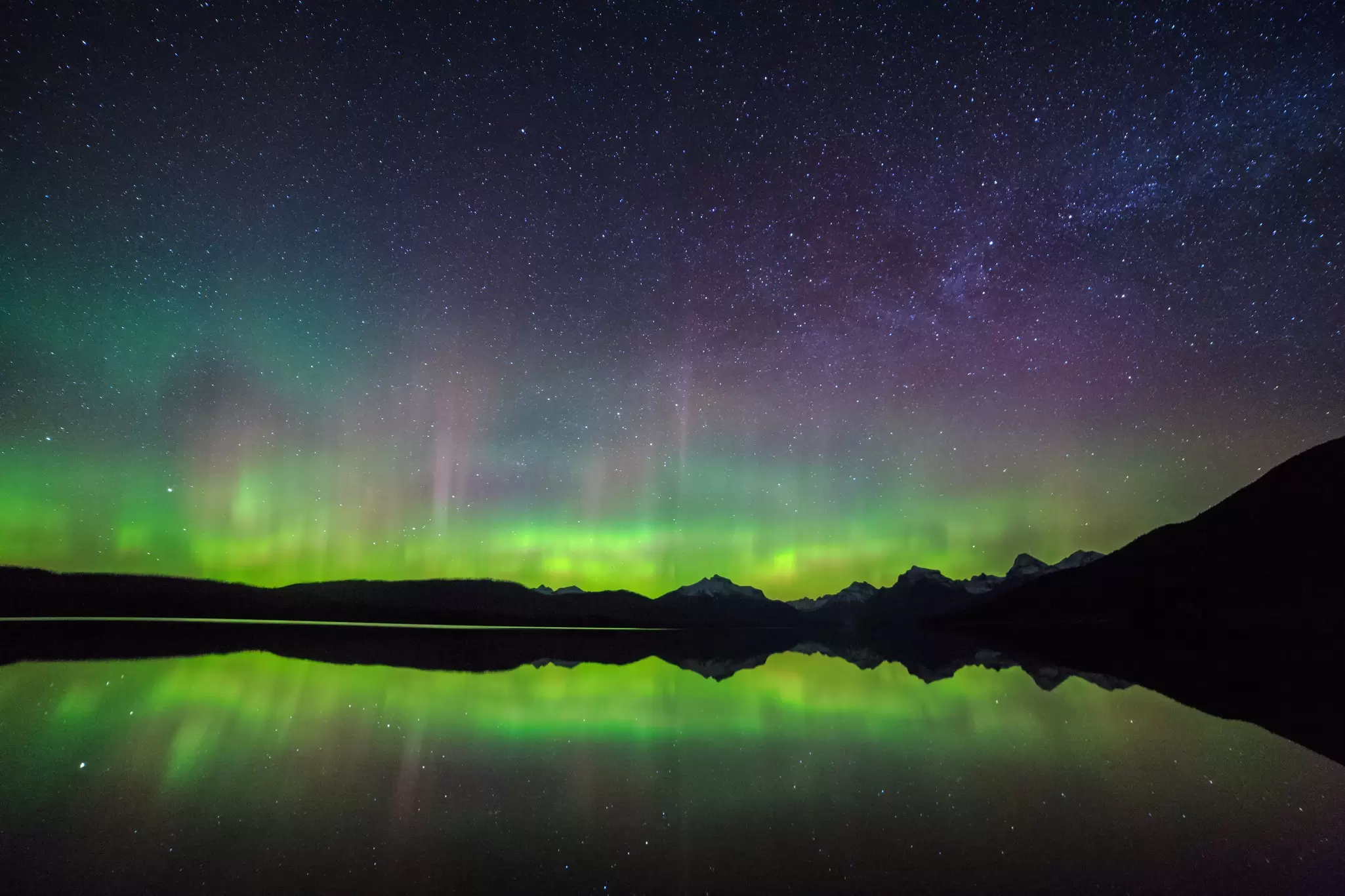 Aurora Borealis over Glacier National Park, Montana. davidmarxphoto/Shutterstock
