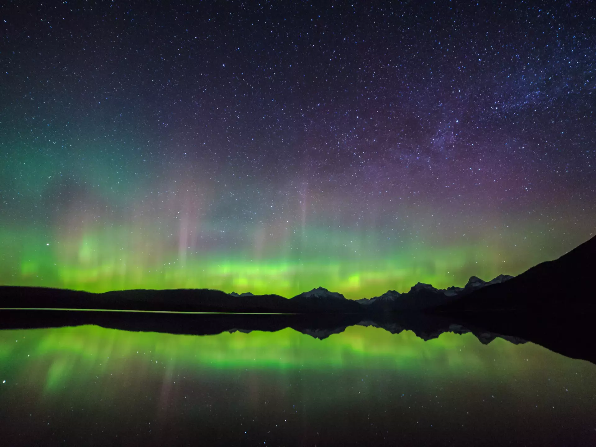 Aurora Borealis over Glacier National Park, Montana. davidmarxphoto/Shutterstock